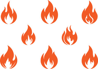 vector fire flame icon,simple and bold design, suitable for logo or tattoo, multiple shapes in variation pack