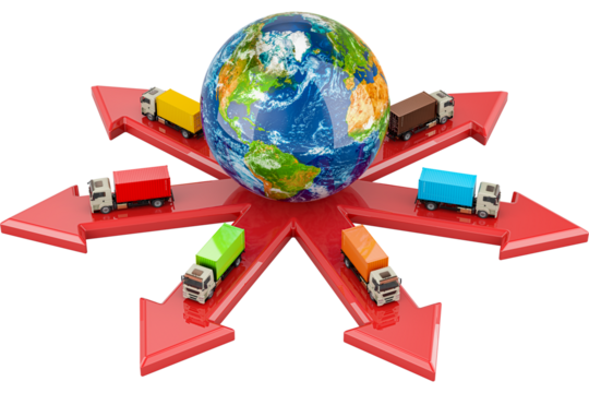 Worldwide delivery and global freight transportation, concept, transparent background - 1