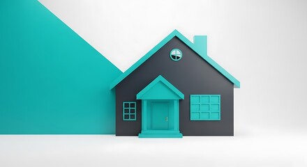 Modern Architectural House Design with Teal Accent Details and Minimalist Style