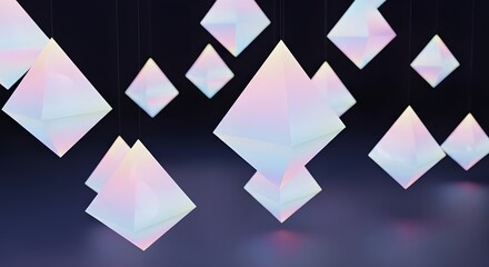 Fototapeta premium Abstract 3D Pyramids Floating on Soft Pastel Gradient Background