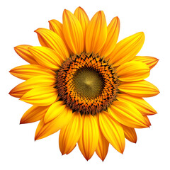Naklejka premium A yellow fresh Sunflower isolated on transparent background