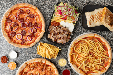 Pizzas, Kebabs, and Fries Visual Banner
