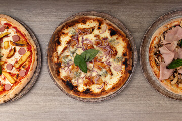 Three Different Pizza Flavors