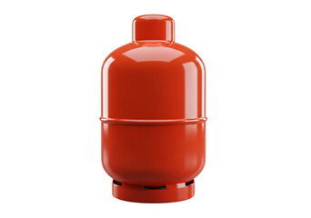 Red propane gas cylinder isolated on transparent background