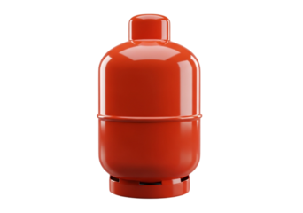 Red propane gas cylinder isolated on transparent background