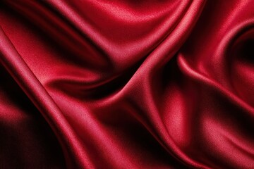 Fototapeta premium Luxurious Red Satin Fabric with Soft Folds and Elegant Drapes
