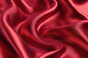 Fototapeta premium Luxurious Red Silk Fabric with Elegant Drapes and Folds Texture