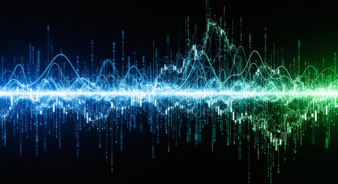 Abstract financial stock market data chart on a futuristic technology background.