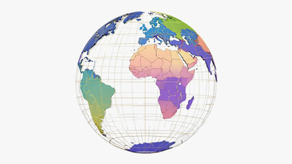 Naklejka premium Detailed Colorful Globe with Gold Grid 3d on White Background