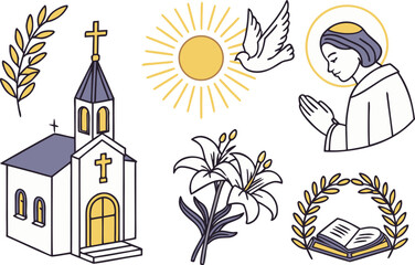 Colorful All Saints Day Celebration Illustration. Cultural All Saints Day Candle Artwork. All Saints Day Memorial Symbols Design. Traditional All Saints Day Tribute Illustration. Spiritual All Saints