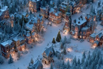 Snowy Village Christmas Eve