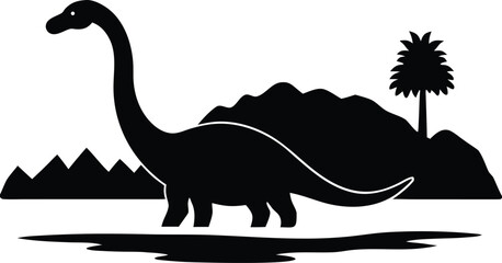  silhouette dinosaur lake stock illustrations © Clean Silhouette