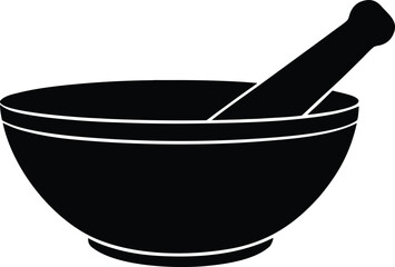  traditional indian mortar and pestle kitchen tool silhouette vector