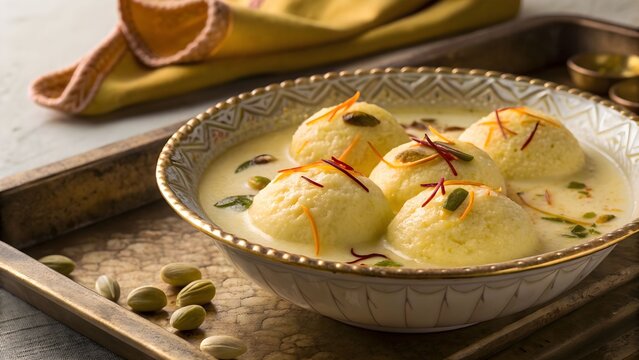 Ras malai Indian saffron milk dessert