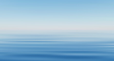 Obraz premium Soft hues blend across the serene expanse where the light blue sky meets the slightly darker blue sea, creating a seamless gradient effect and a calm, abstract water landscape