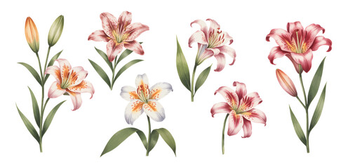 Fototapeta premium rose, phlox, peony, hollyhock, flower, bloom, blossom, garden, nature, petal, leaf, stem, branch, spring, summer, floral, foliage, botany, bouquet, romantic, natural, watercolor, pink, pastel, soft, p