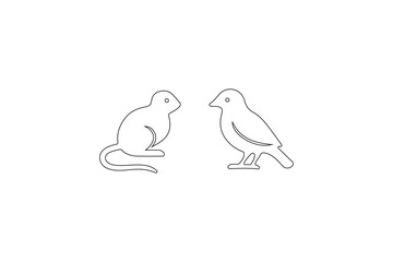 two birds on a branch line art vector 