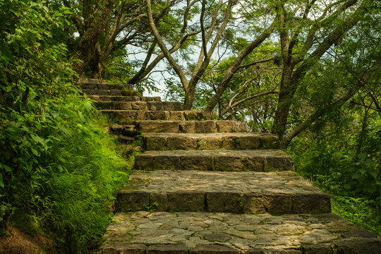 Stairway to the sacred place of Malinalco