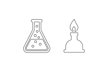 vector illustration of a laboratory flask and lamp outline vector