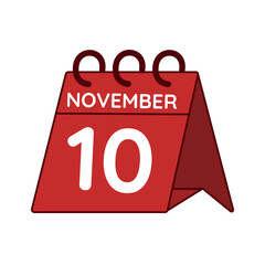 november 10 desk calendar vector on white background
Vector red calendar flat icon