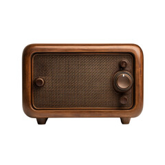 Vintage wooden radio with mesh speaker and knobs