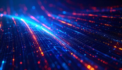 Abstract digital data stream.  Dynamic glowing lines