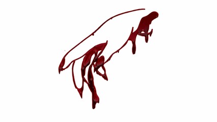 Dark red liquid dripping and splashing on a white background blood