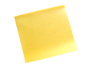 Yellow sticky note isolated on transparent background