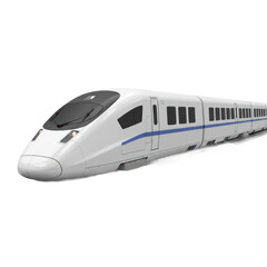 Fototapeta premium Modern, white high-speed train glides across a track, showcasing sleek design and efficient transportation.