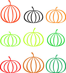 Colorful Pumpkins Vector Set