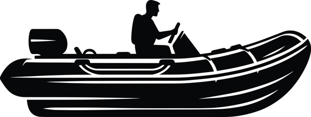 Inflatable motor boat vector illustration isolated on a white background