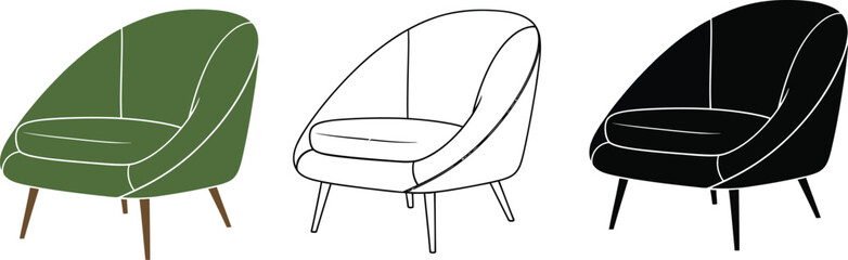 Green chair illustration modern armchair furniture design