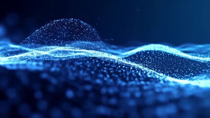 Abstract digital wave of glowing blue particles - Powered by Adobe