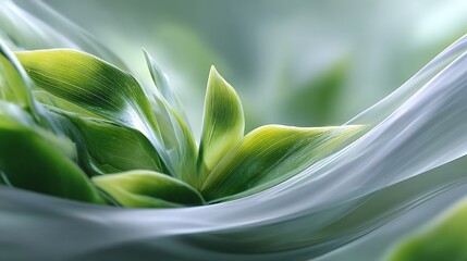 A close-up of a green leaf with a white background, featuring a delicate texture and vibrant green color.