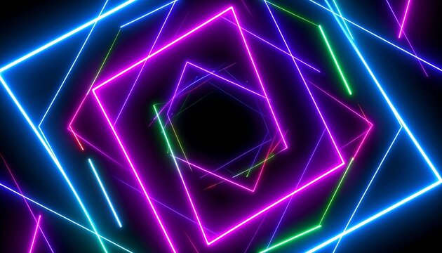 Abstract neon tunnel of vibrant colors