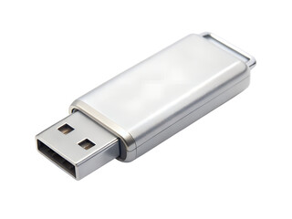 Silver usb flash drive isolated on transparent background