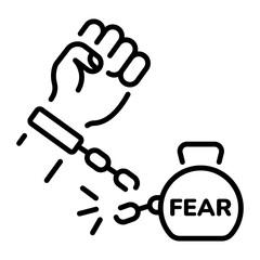 Line style icon showing fear freedom overcoming concept