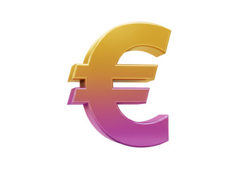 3d rendered euro symbol with gradient on transparent background