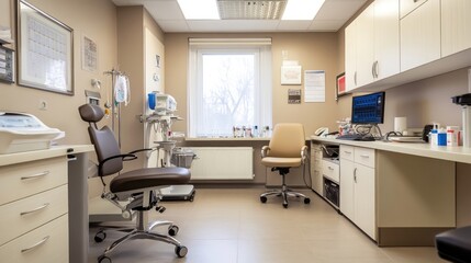 Modern beige doctora??s office interior with a clean and professional design.