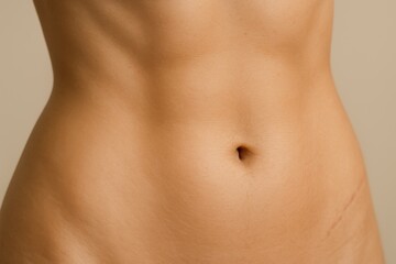 Serene Close-Up of Toned Female Abdomen in Soft Light