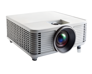White projector for presentation and entertainment isolated on transparent background