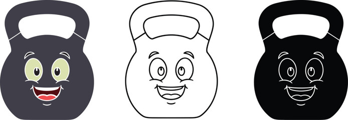 Cute kettlebell cartoon fitness weightlifting workout design