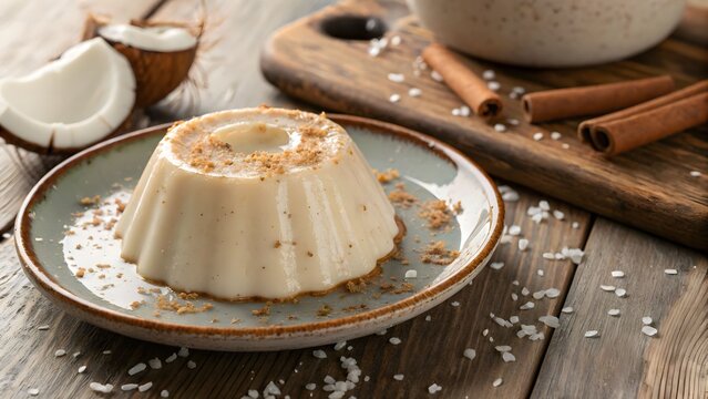 Tembleque Puerto Rican coconut pudding with cinnamon