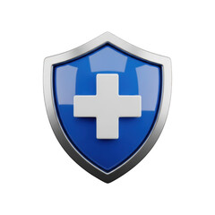 Fototapeta premium 3d rendered blue medical shield with white cross on transparent background
