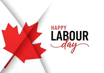 Happy labour day canada with red maple leaf isolated on white background