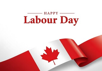 Happy labour day canada with canadian flag isolated on white background