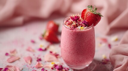 Strawberry smoothie recipe healthy breakfast ideas pink aesthetic food photography drink photography ideas