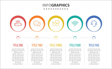 Vector Infographic design with icons. process diagram, flow chart, info graph, Infographics for business concept, presentations banner, workflow layout. 5 options or 5 steps. Vertical Steps