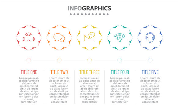 Vector Infographic design with icons. process diagram, flow chart, info graph, Infographics for business concept, presentations banner, workflow layout. 5 options or 5 steps. Vertical Steps