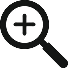 Fototapeta premium Magnifying glass with a plus sign, isolated on white background